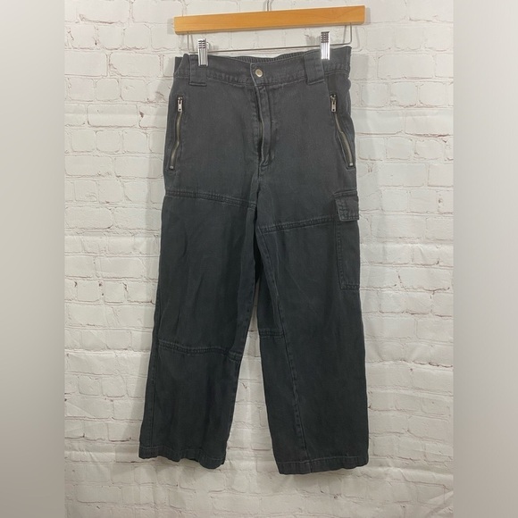 Harper Heritage Black High Waist Straight Leg Crop Denim Cargo Capris  Size 27 - Picture 1 of 8